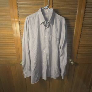 Peter Milar Men's XL Dress Shirt Purple Black Houndstooth Button Front